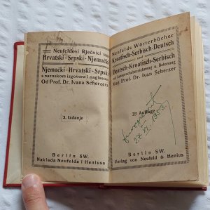 Neufeldovi rečnik Hrvatsko-Srpsko-Nemački 1910