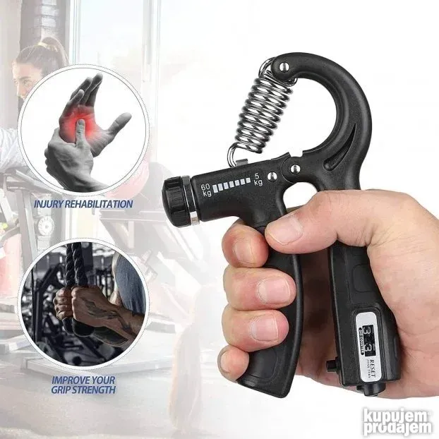 Opruga za šaku-podlakticu 10-60kg Ručni grip sa brojacem Nov