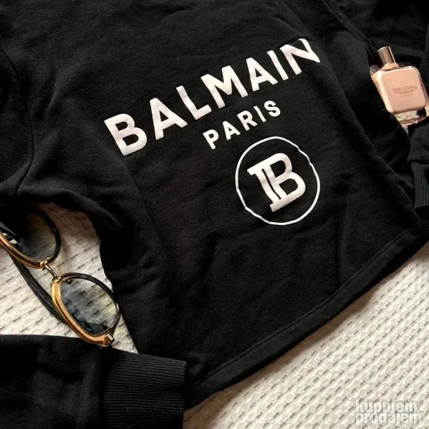 BALMAIN ORIGINAL zenski crni crop duks krop S