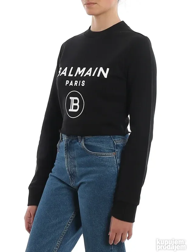 BALMAIN ORIGINAL zenski crni crop duks krop S