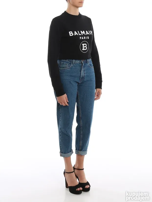 BALMAIN ORIGINAL zenski crni crop duks krop S