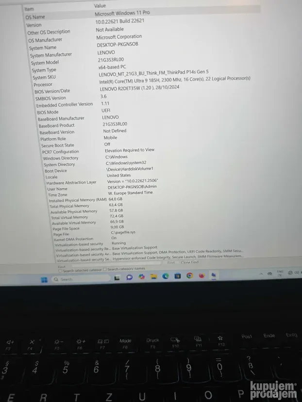 Lenovo Thinkpad P14s gen5 9 Ultra 185H 2Tb ssd