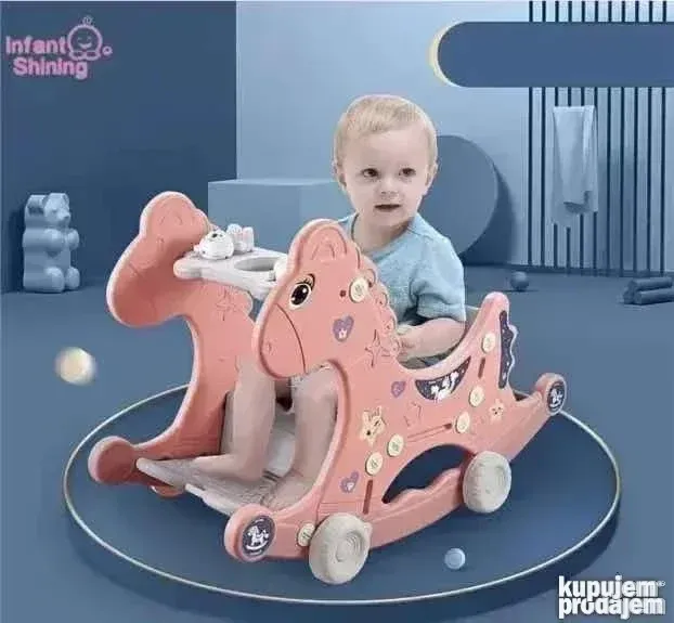 Njihalica+ Hranilica + Stolica konjic za decu 3u1