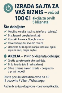 Izrada sajta za firme od 100 evra sa SEO optimizacijom