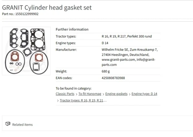 SEt dihtunga hanomag d14