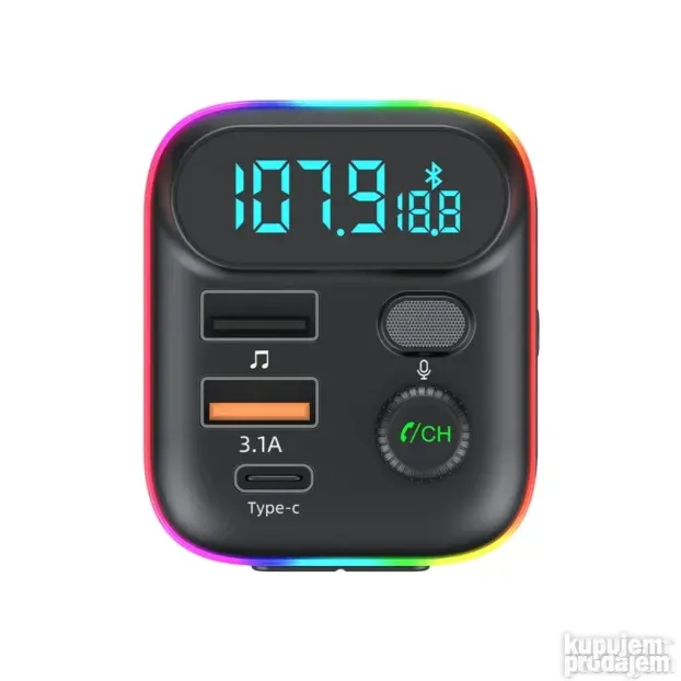 Auto Bluetooth 5.0 FM predajnik Dual USB QC3.0 PD Mp3 Player