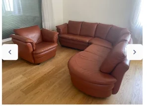 Ugaona garnitura od prave kože sa foteljom