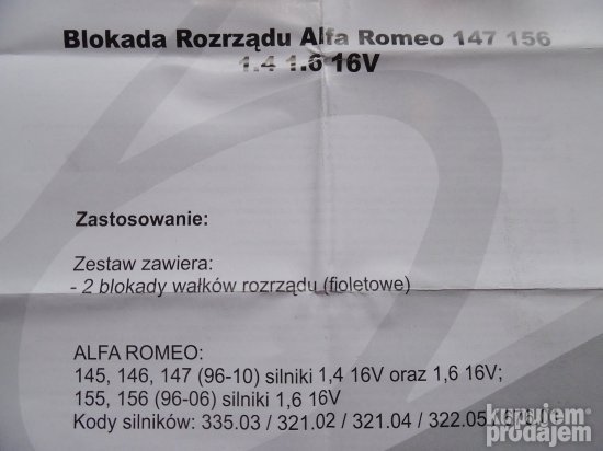 Alat za blokadu i zubcenje Alfa Romeo 145,146,147,155,156