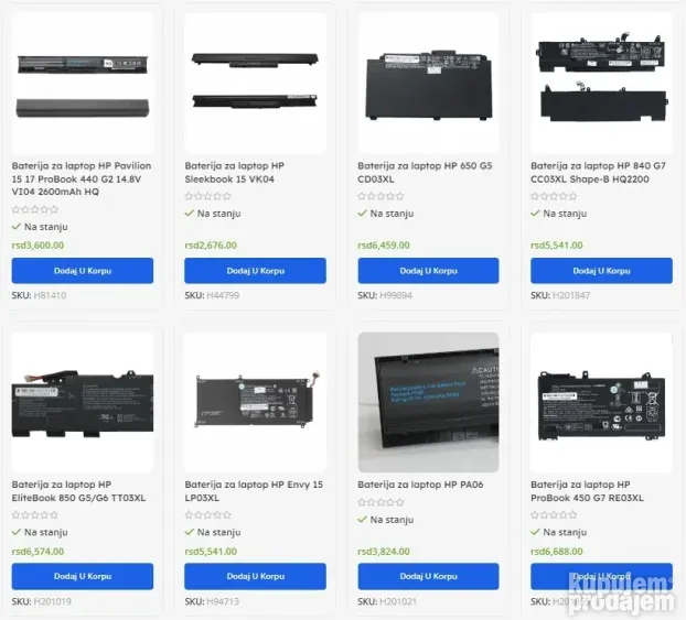 BATERIJE za HP laptop - svi modeli - NOVO SA GARANCIJOM