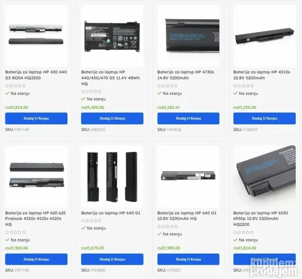 BATERIJE za HP laptop - svi modeli - NOVO SA GARANCIJOM