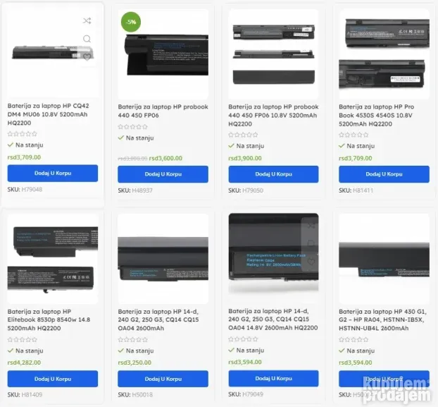 BATERIJE za HP laptop - svi modeli - NOVO SA GARANCIJOM