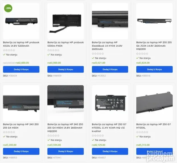 BATERIJE za HP laptop - svi modeli - NOVO SA GARANCIJOM