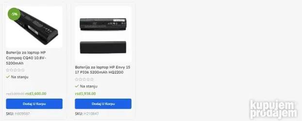 BATERIJE za HP laptop - svi modeli - NOVO SA GARANCIJOM