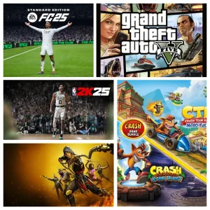 FC 25, NBA 2K25, UFC 5, MK, GTA, Crash, Tekken, WRC, GT7