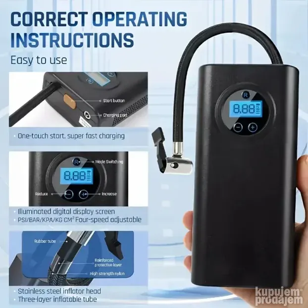 Pumpa-kompresor za naduvavanje auto guma T-1 NOVO