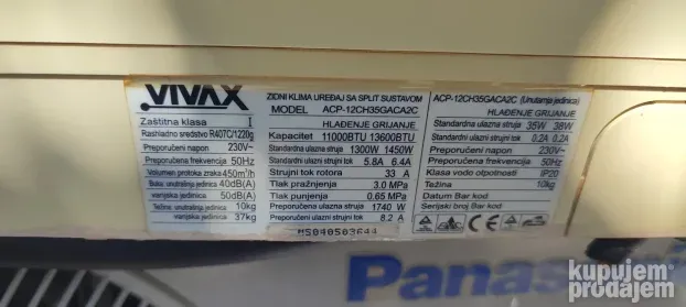 unutrasnja jedinica klime vivax acp-12ch35gaca2c r407c
