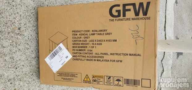 GFW Kendal stočić za lampu, siva, 45 x 38.5 x 46.5 cm