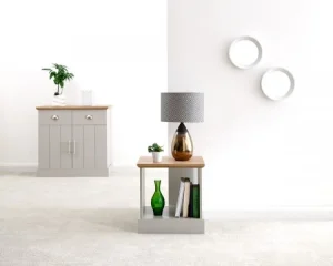 GFW Kendal stočić za lampu, siva, 45 x 38.5 x 46.5 cm