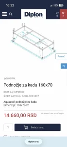 AQUAESTIL Podnožje za kade dimenzije 160 x 70.