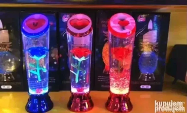 Svetleća lampa sa večnom ružom i srcem