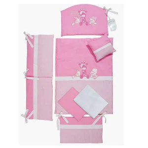 Posteljina za dečiji krevetac Tri drugara set 8u1 Roza NOVO