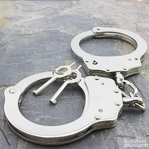 Policijske lisice celicne sa lancem 2 kljuca i futrolom