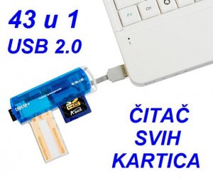 Čitač kartica USB 43u1 SD mikroSD,kabl 5cm Mmc MS Pro Duo M2