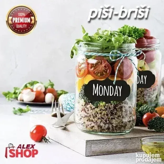 Piši briši nalepnice sa markerom za tegle saksije knjige
