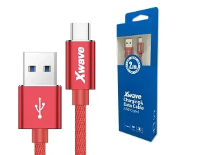 Xwave USB na TIP-C 2m 3A Al /red mesh Kabl 3.1 3.1