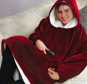 Cebe Mekano toplo ćebe sa rukavima i kapuljačom