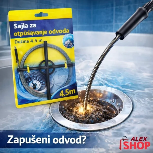 Čelična sajla za otpušavanje odvoda 4.5m fleksibilni čista