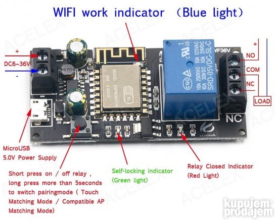 XY-WF36V DC6V~36V pametan wifi relej SINILINK