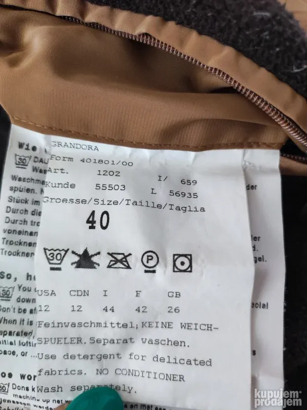 Braon perjana jakna 2 u 1 i prsluk vel 40