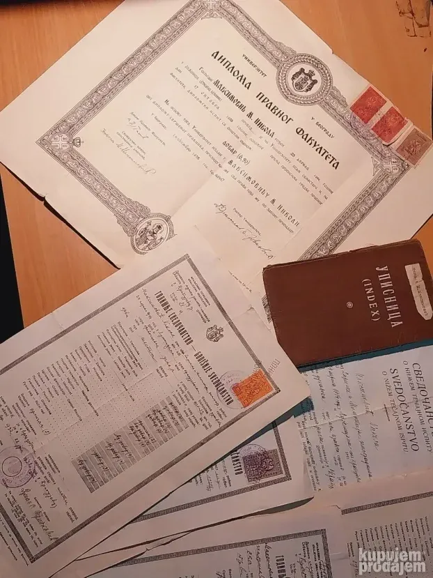 Kraljevina Diploma Pravnog Fak. Indeks i ostalo!