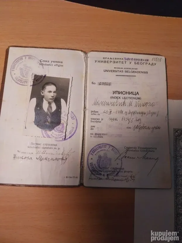 Kraljevina Diploma Pravnog Fak. Indeks i ostalo!