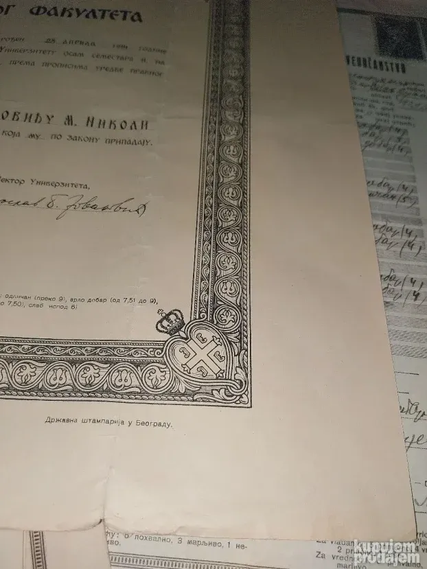 Kraljevina Diploma Pravnog Fak. Indeks i ostalo!