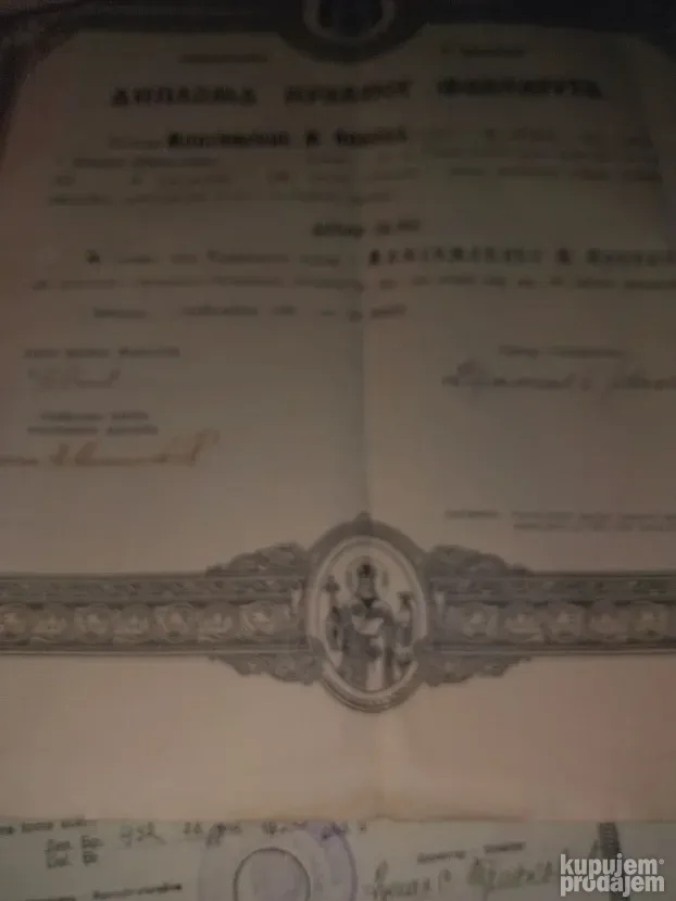 Kraljevina Diploma Pravnog Fak. Indeks i ostalo!