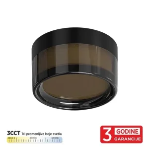 Crna LED Plafonjera 9W 3CCT IP65 – Okrugla – 3 GODINE GARANC