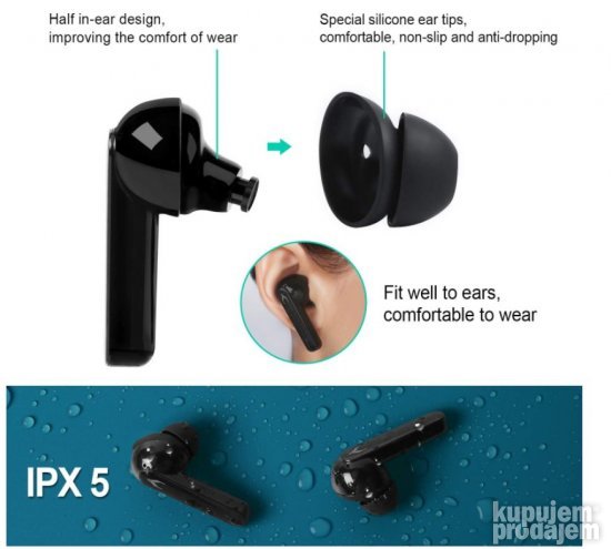 Bezicne Slusalice (Bubice) Crne-MYCARBON