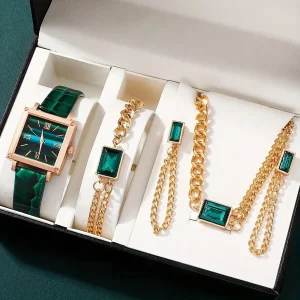Zeleni ženski set nakita sa satom