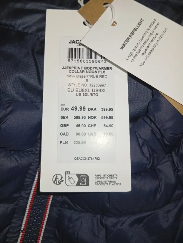 JACK&JONES prsluk. Novo. 4XL, 5XL, 7XL, 8XL