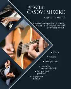 Gitara, klavir, pevanje, solfedjo, harmonija