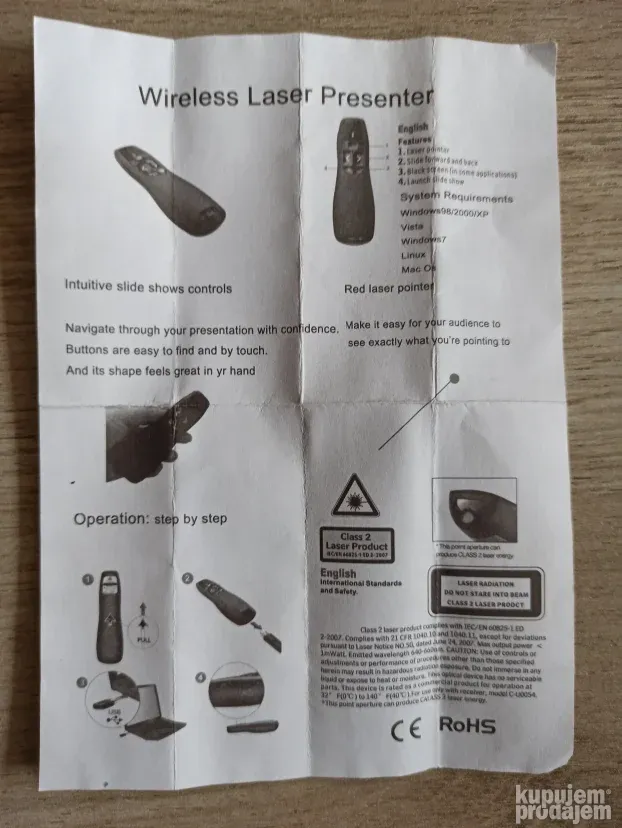 Laserski pointer pogodan za prezentacije i sl