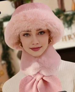 Kapa i šal roze novo