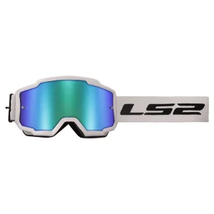 Moto Cross naočare LS2 CHARGER bele sa iridijum zelenim vizi