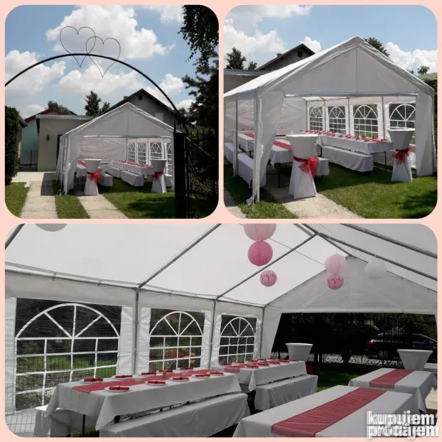 Iznajmljivanje šatora (beli paviljoni:3x8;4x6;4x8;5x10;6x12)