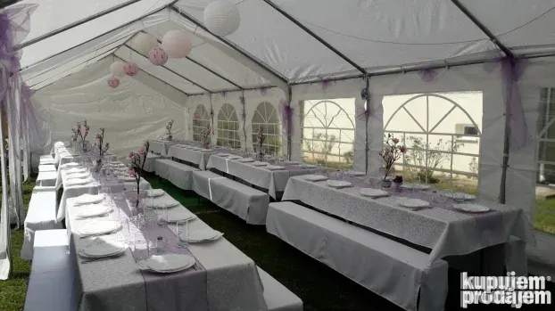 Iznajmljivanje šatora (beli paviljoni:3x8;4x6;4x8;5x10;6x12)