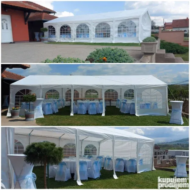 Iznajmljivanje šatora (beli paviljoni:3x8;4x6;4x8;5x10;6x12)