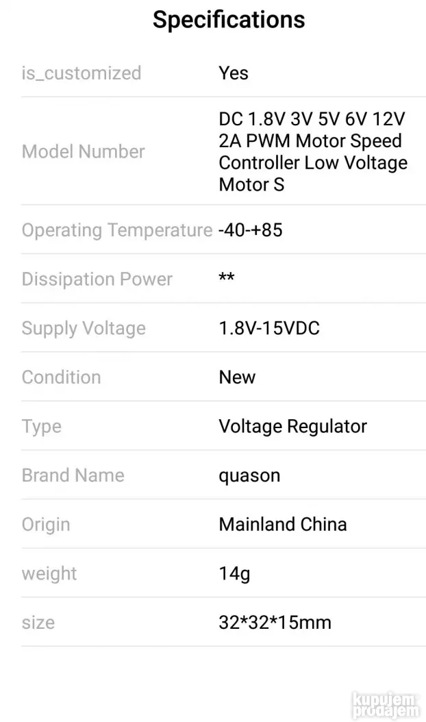 Regulator  dc motora 1.8v- 15v
