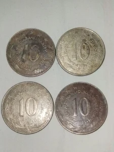Kovanice 10 dinara iz 70-ih god,4 komada,SFR Jugoslavija